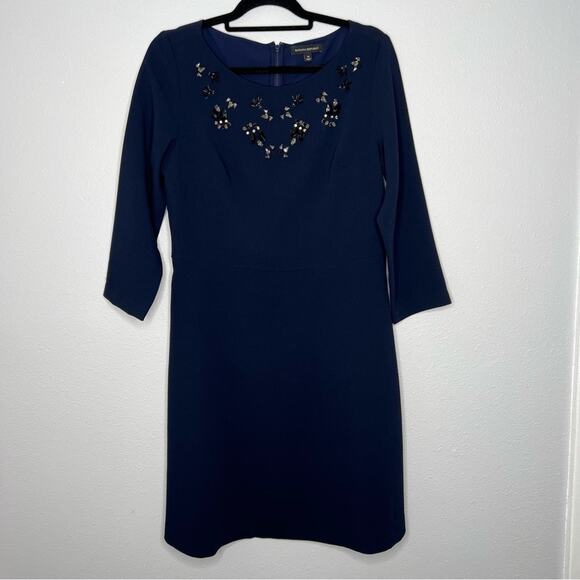 Banana Republic Jewel Embellished A Line Dress Navy Blue Women's size 10 - Picture 1 of 5